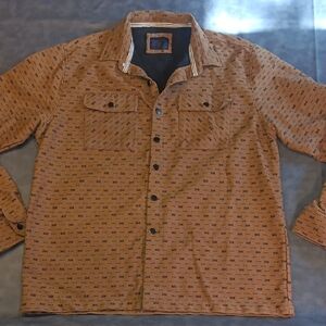 Nomad By Craft+Flow Men's Tobacco Aztec Geo Twill Shirt Jacket XL